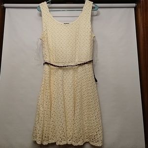 Lily Rose Cream knitted skater dress